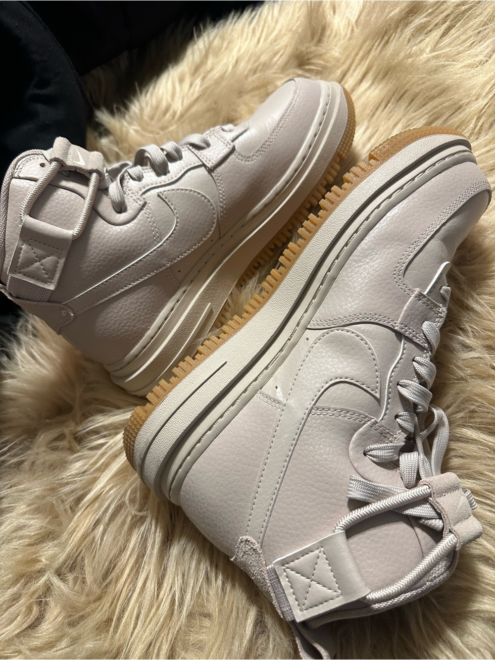 Nike Women's Cream High-Top Lace-Up Sneakers with Gum Outsole